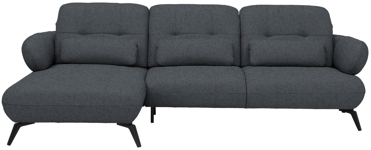 ECKSOFA Chenille Dunkelgrau  - Dunkelgrau/Schwarz, Modern, Textil/Metall (180/282cm) - Novel