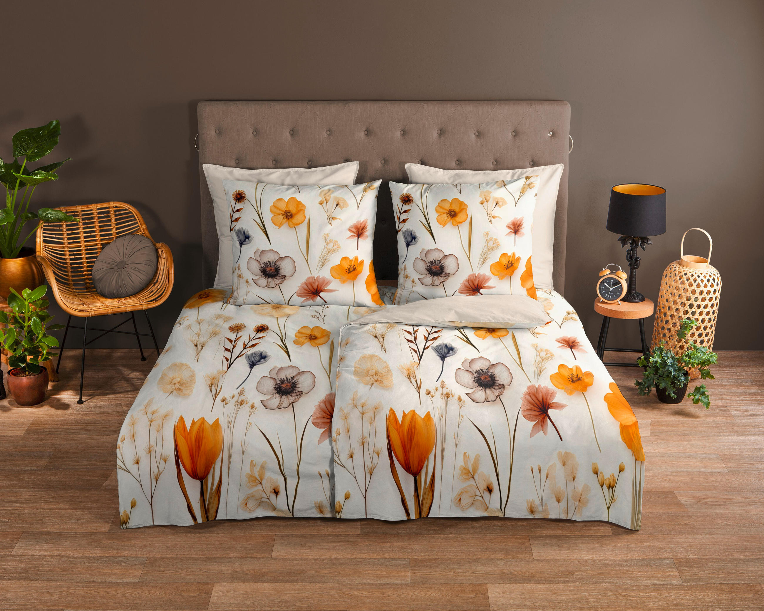 WENDEBETTWÄSCHE Good Morning Renforcé 140/200 cm  - Sandfarben/Ecru, Design, Textil (140/200cm)