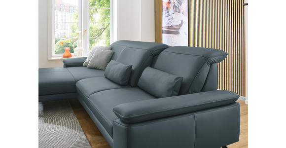 ECKSOFA in Echtleder Grau  - Schwarz/Grau, Design, Leder/Metall (193/332cm) - Dieter Knoll