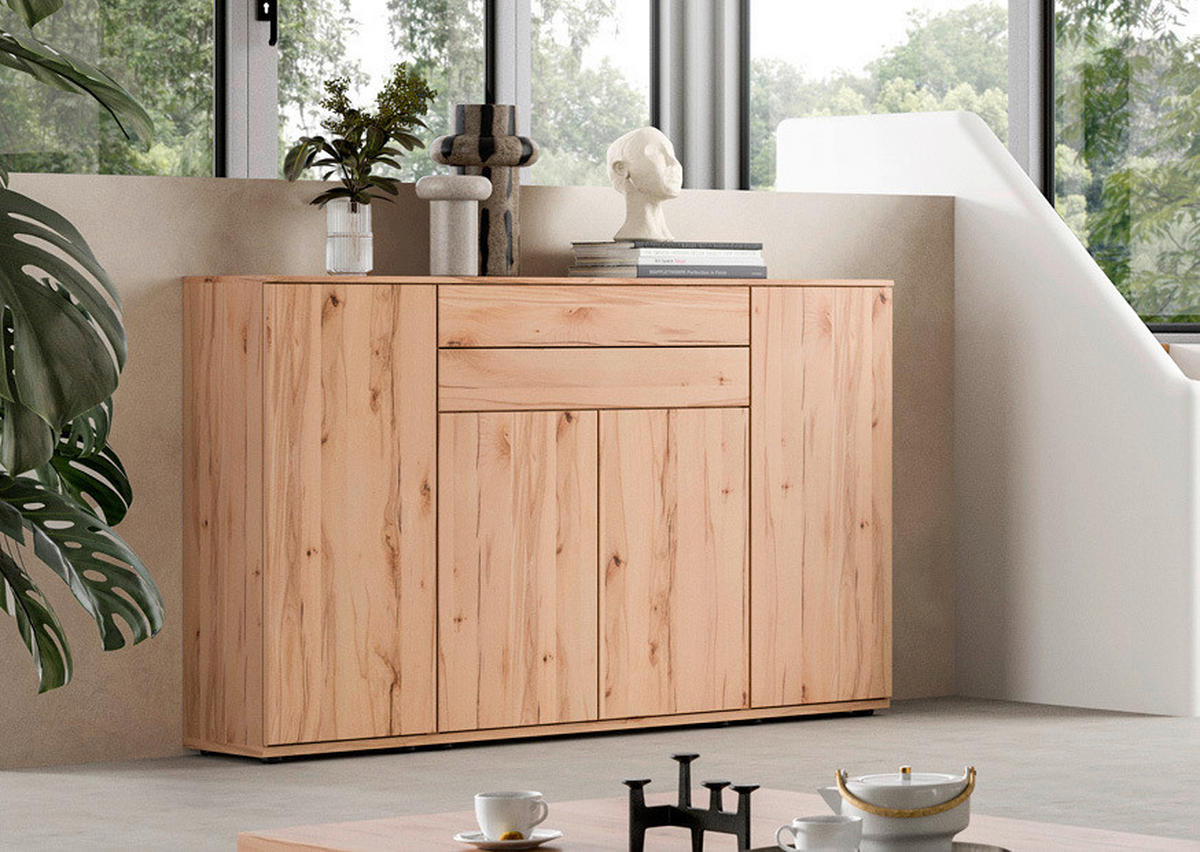 HIGHBOARD Buchefarben  180/116/40 cm  - Buchefarben/Schwarz, KONVENTIONELL, Holzwerkstoff/Kunststoff (180/116/40cm) - Venda