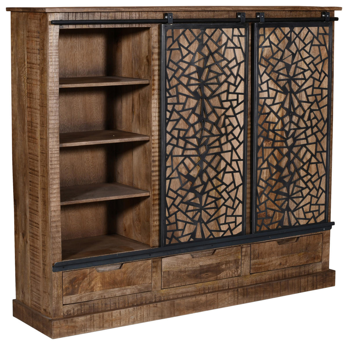 COMODĂ ÎNALTĂ 160/140/40 cm  - antracit/culoare natur, Natur, metal/lemn (160/140/40cm) - MID.YOU