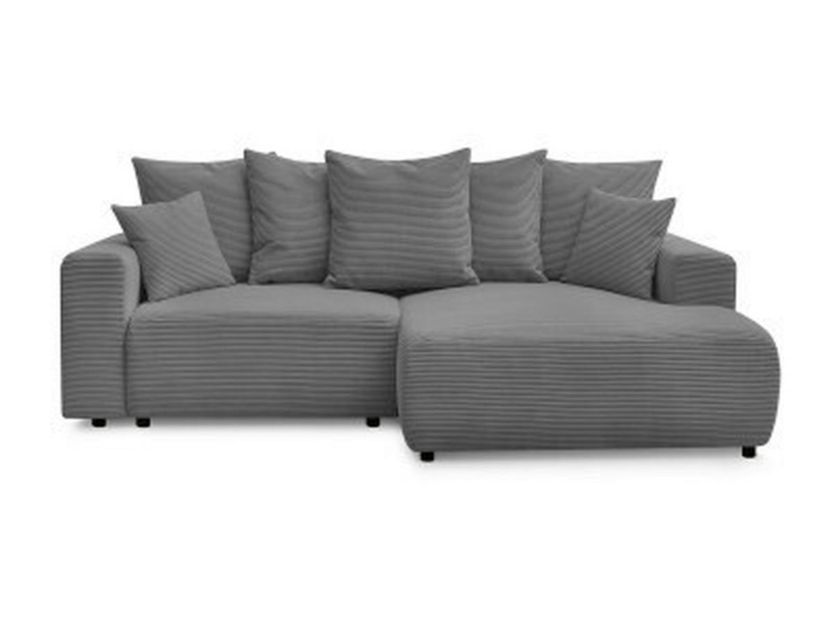 ECKSOFA Ottomane rechts  ATILLA Dunkelgrau Cord  - Dunkelgrau/Schwarz, MODERN, Kunststoff/Textil (244/149cm)