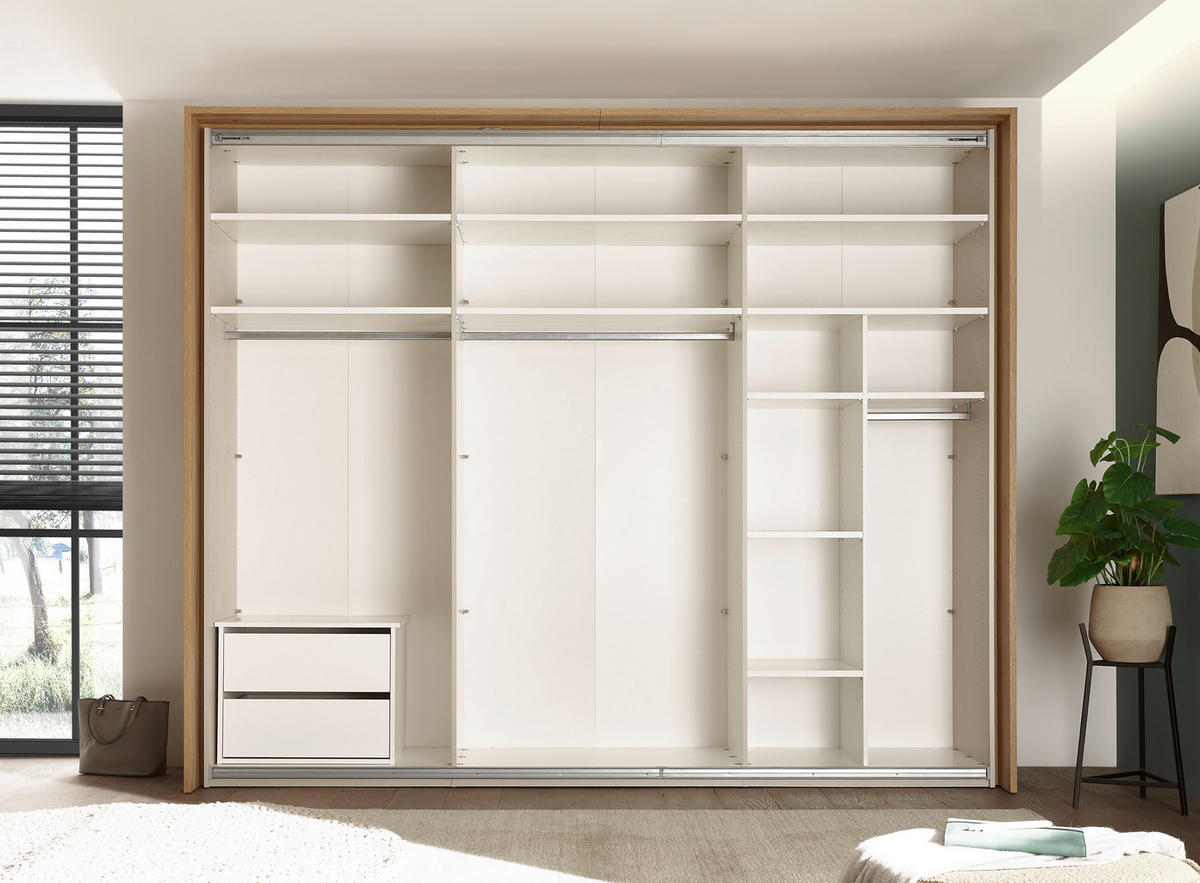 SCHWEBETÜRENSCHRANK 270/225/59 cm 3-türig Eichefarben, Kaschmir  - Kaschmir/Eichefarben, KONVENTIONELL, Holzwerkstoff/Metall (270/225/59cm) - Xora