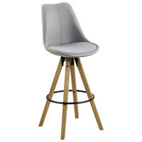 BAROVÁ ŽIDLE, světle šedá - černá/barvy dubu, Design, kov/dřevo (48/112/56cm) - Carryhome
