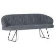 SITZBANK in Textil Grau  - Schwarz/Grau, Design, Textil/Metall (202/88/65cm) - Novel