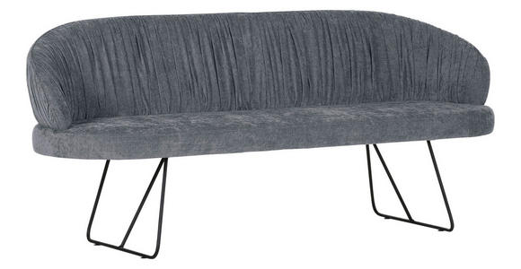 SITZBANK in Textil Grau  - Schwarz/Grau, Design, Textil/Metall (202/88/65cm) - Novel