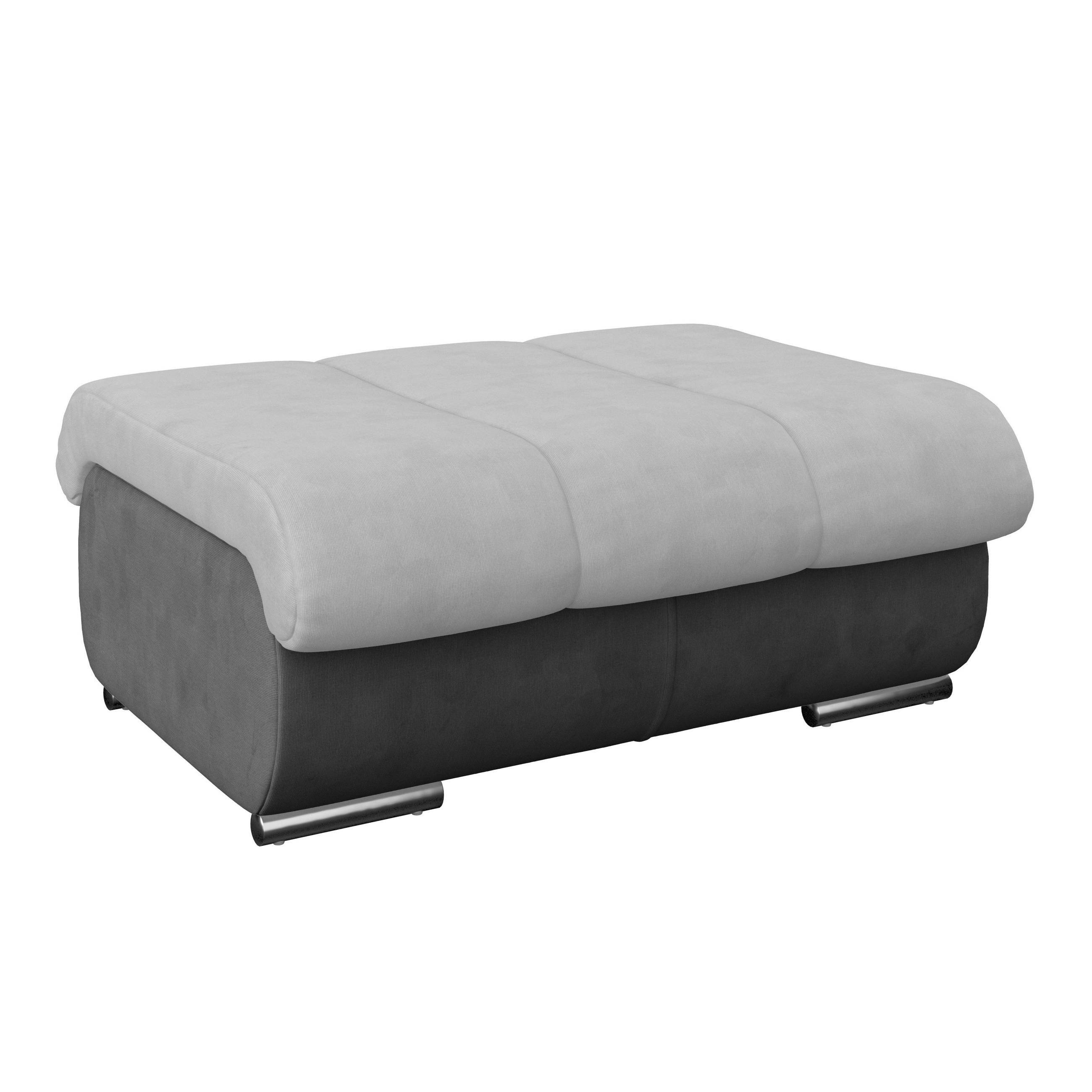 HOCKER Mikrofaser Hellgrau, Dunkelgrau  - Chromfarben/Dunkelgrau, MODERN, Textil/Metall (100/43/80cm) - MID.YOU