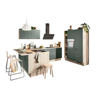 ECKKÜCHE XO 15  in Grün, Tannenholzfarben  - Tannenholzfarben/Schwarz, Design, Holzwerkstoff/Metall (121,6/280/150cm) - Xora