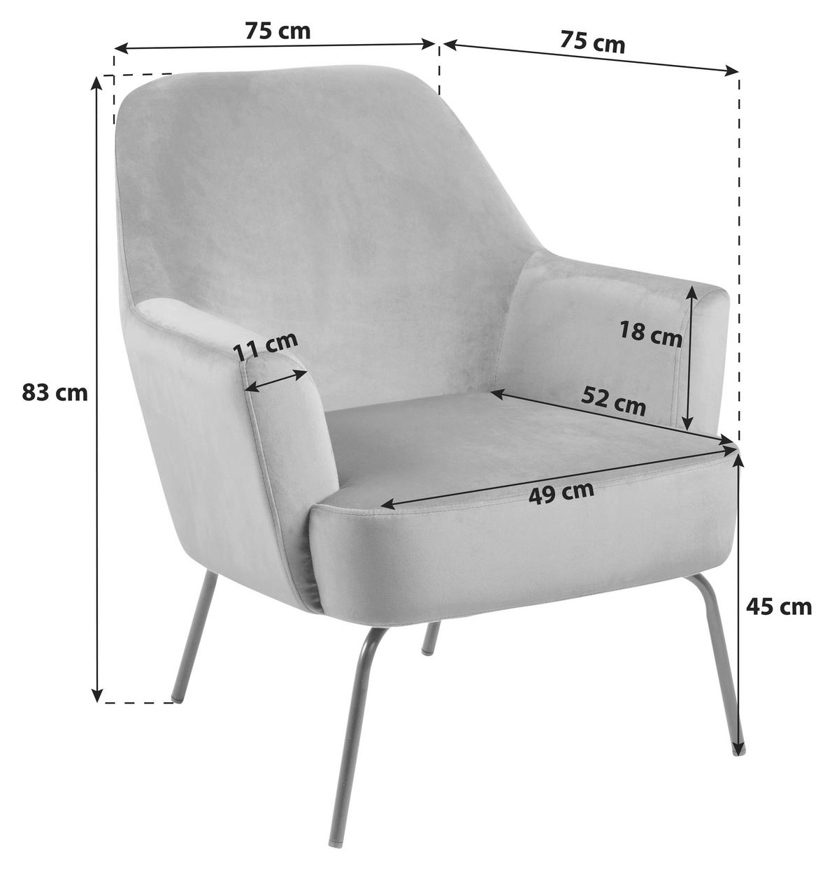 FÅTÖLJ i textil mörkgrå  - mörkgrå/svart, Klassisk, metall/textil (75/83/75cm) - Livetastic
