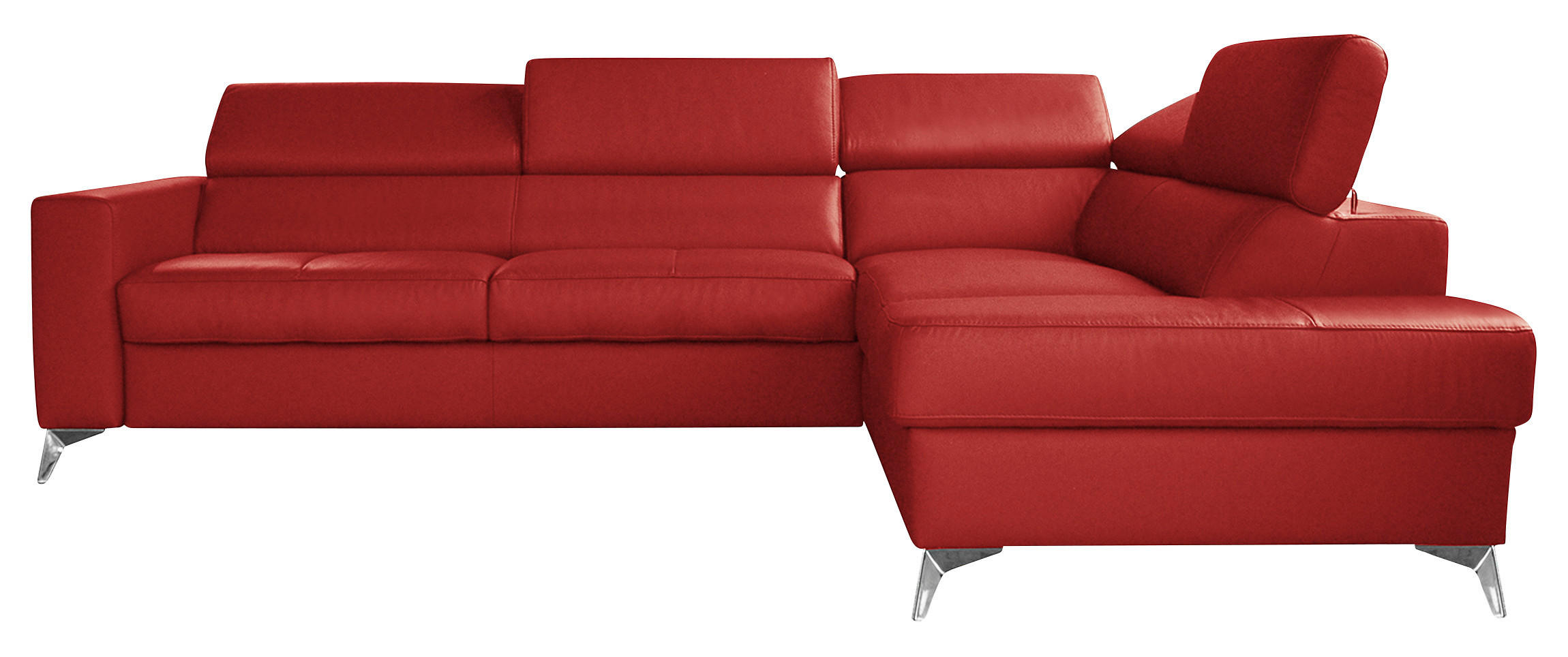 ECKSOFA in Lederlook Echtleder Rot  - Chromfarben/Rot, Design, Leder/Textil (286/208cm) - Livetastic