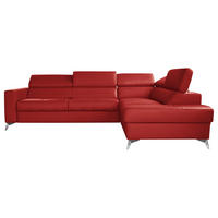 ECKSOFA Lederlook Echtleder Rot  - Chromfarben/Rot, Design, Leder/Textil (286/208cm) - Livetastic