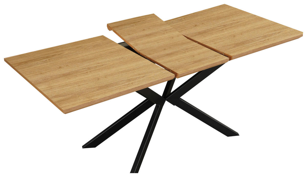 MATBORD svart, ekfärgad rektangulär  utdragbar  - svart/ekfärgad, Modern, metall/trämaterial (140-180/90/76cm) - Carryhome