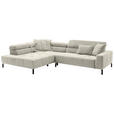 ECKSOFA in Cord Naturfarben  - Schwarz/Naturfarben, KONVENTIONELL, Textil/Metall (219/311cm) - Hom`in