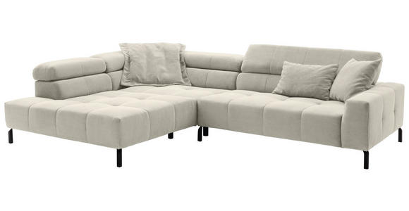 ECKSOFA in Cord Naturfarben  - Schwarz/Naturfarben, KONVENTIONELL, Textil/Metall (219/311cm) - Hom`in