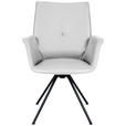 ARMLEHNSTUHL  Beinauswahl, Lederauswahl, Sitzfläche 360° drehbar  Echtleder  - Schwarz/Weiß, Design, Leder/Metall (65/91/63cm) - Dieter Knoll