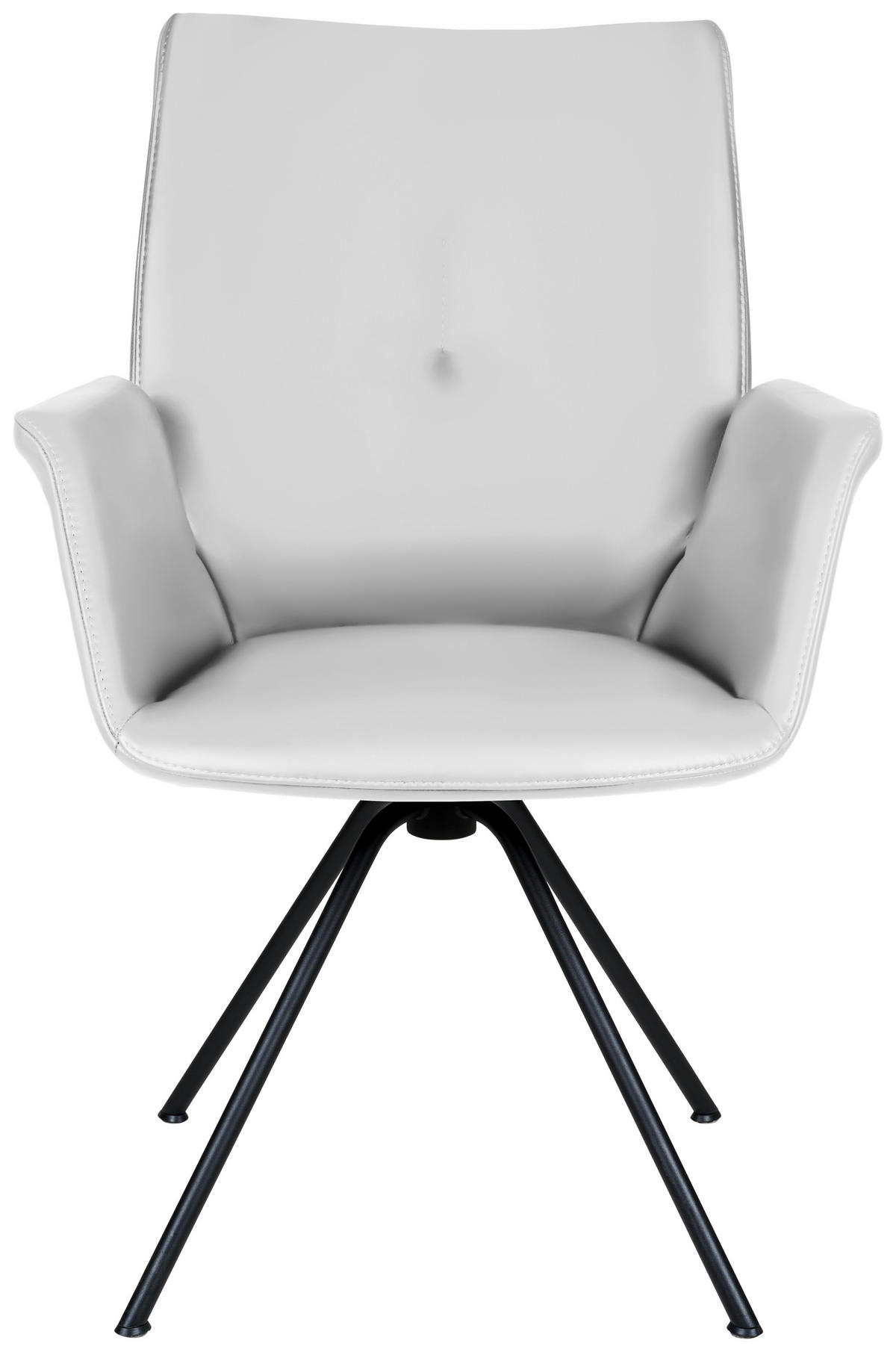 ARMLEHNSTUHL  in Stahl Echtleder pigmentiert  - Weiss/Schwarz, Design, Leder/Metall (65/91/63cm) - Dieter Knoll