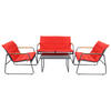 LOUNGEGARNITUR 4-teilig    - Anthrazit/Rot, Modern, Glas/Kunststoff - MID.YOU