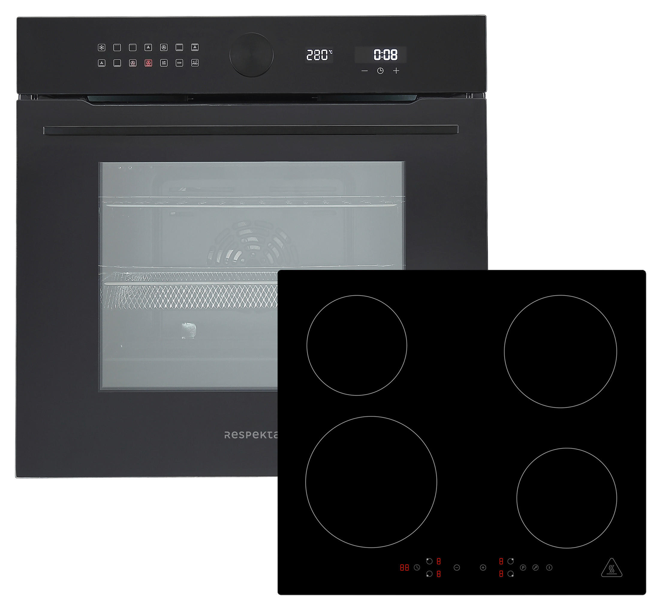 BACKOFENSET ASET9004295I  - Schwarz, Basics, Glas/Metall (59,5/59,5/57,5cm) - Respekta
