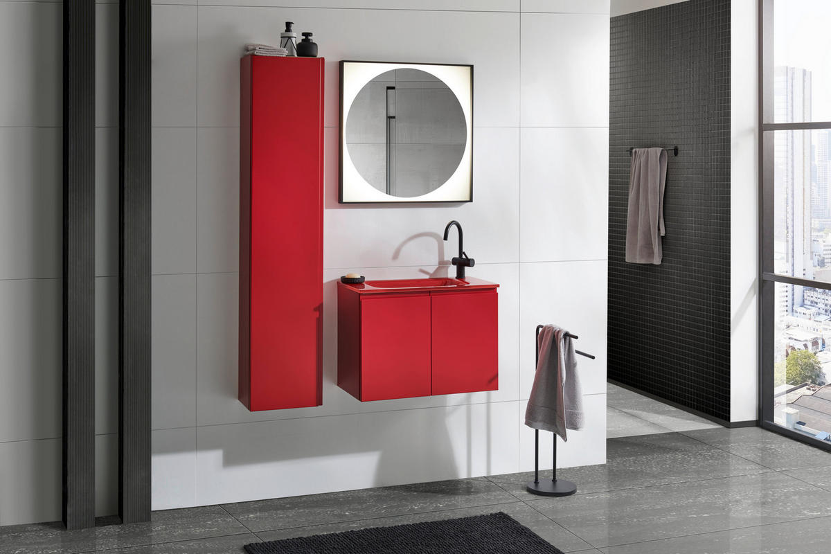 BADEZIMMER  in 70 cm  - Rot, Design, Glas/Holzwerkstoff (70cm) - Dieter Knoll
