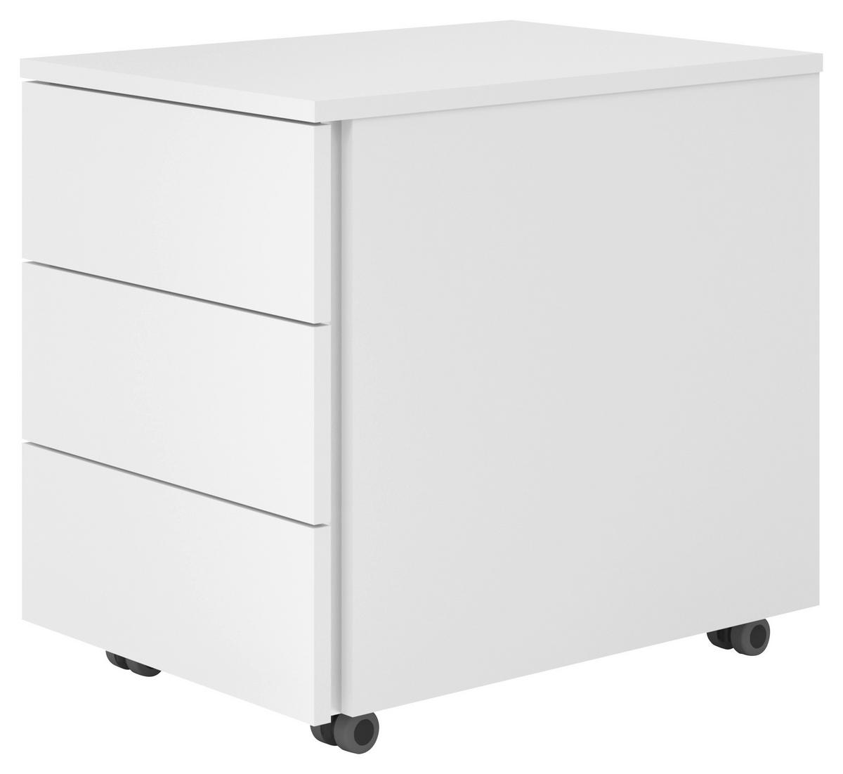 ROLLCONTAINER 39,5/51/54,8 cm  - Weiß, KONVENTIONELL, Holzwerkstoff (39,5/51/54,8cm) - Venda