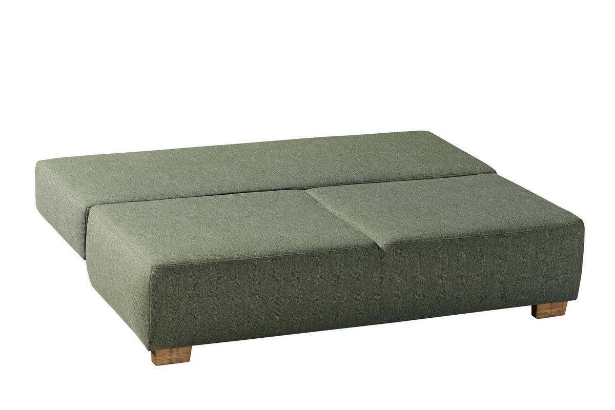 BOXSPRINGSOFA in Grün  - Naturfarben/Grün, Modern, Holz/Textil (205/93/108cm) - Novel
