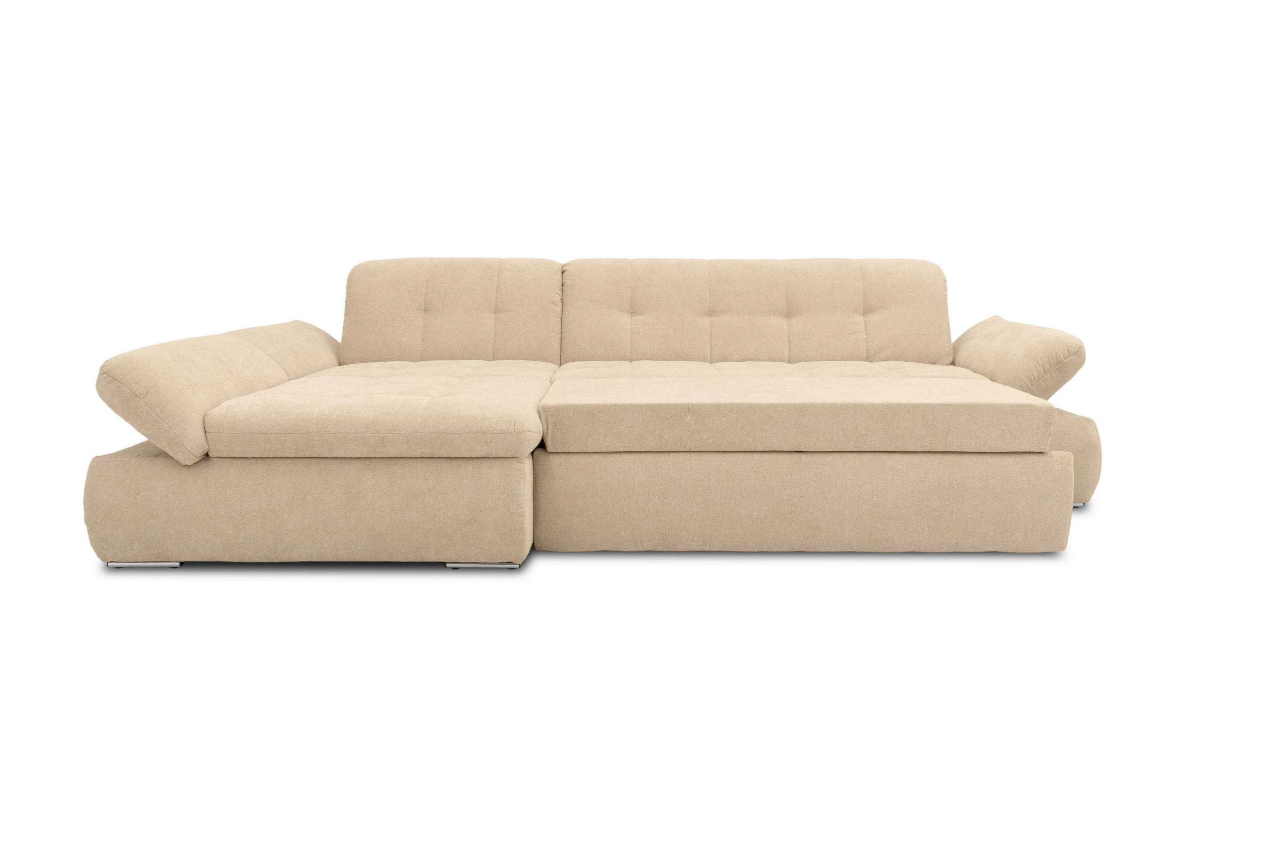 ECKSOFA Beige Mikrofaser  - Chromfarben/Beige, KONVENTIONELL, Textil/Metall (172/300cm) - MID.YOU