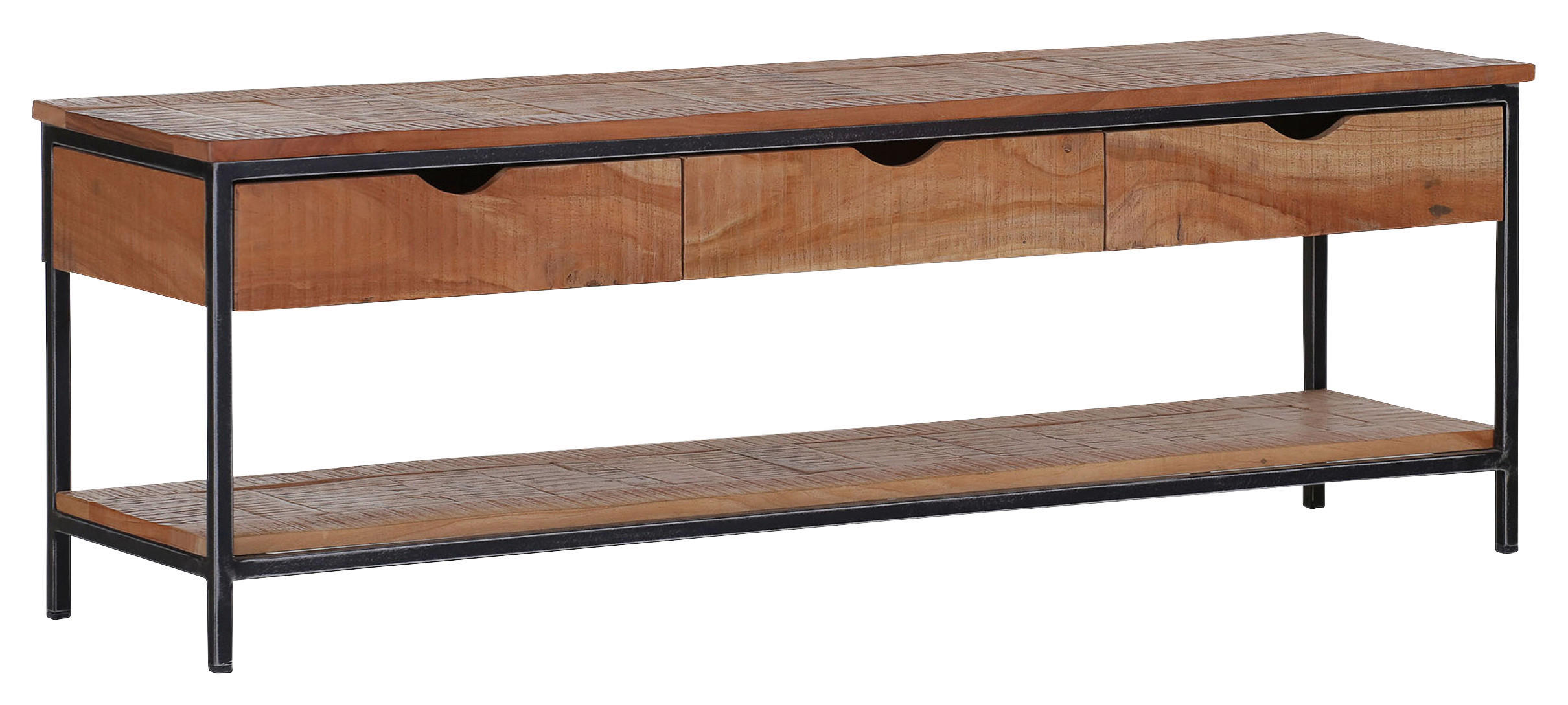 NÍZKÁ KOMODA, recyklované dřevo, přírodní barvy, 140/50/40 cm - černá/přírodní barvy, Trend, kov/dřevo (140/50/40cm) - Livetastic