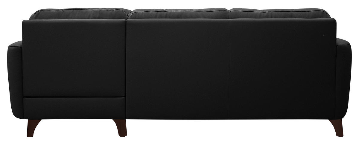 ECKSOFA in Lederlook Echtleder Schwarz  - Buchefarben/Schwarz, Design, Leder/Holz (238/168cm) - Livetastic