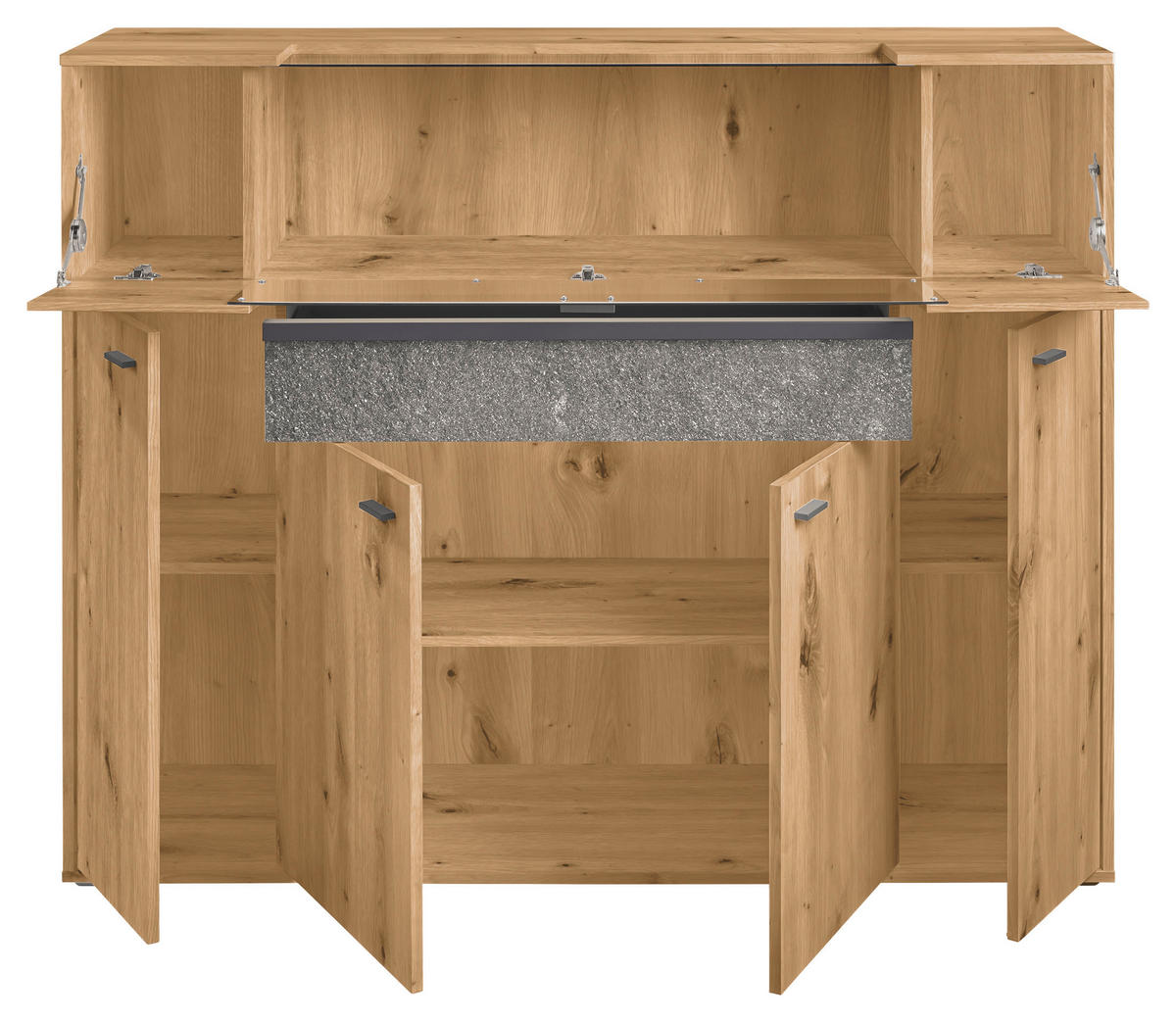 HIGHBOARD  in 153,5/122,1/43,8 cm  - Dunkelgrau/Eiche Artisan, Design, Glas/Holzwerkstoff (153,5/122,1/43,8cm) - SetOne by Musterring