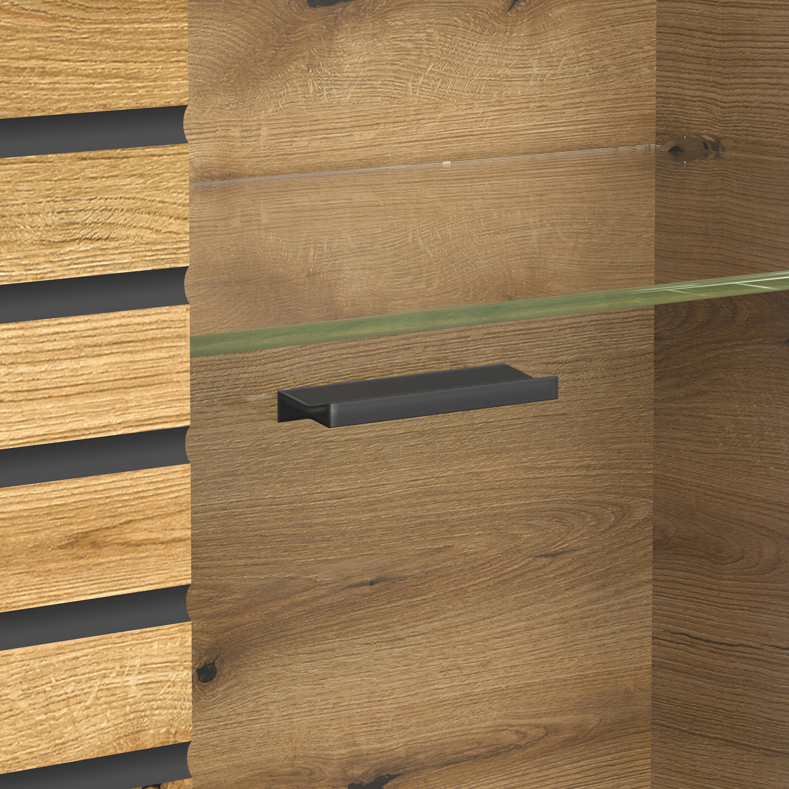 Thumbnail - Vitrine Norris anthrazit Eiche Evoke Coast Nachbildung B/H/T: ca. 80x204x37 cm