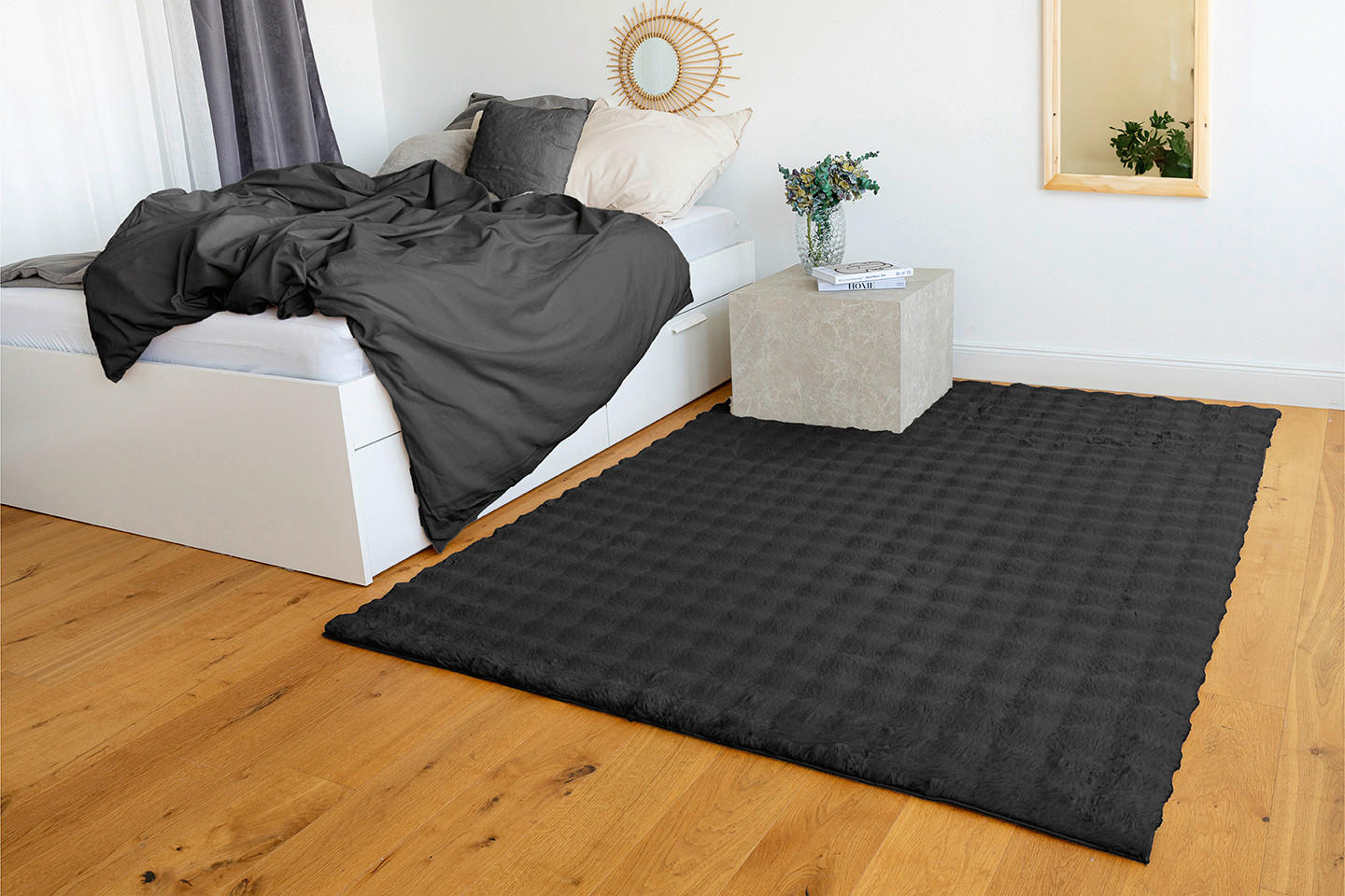 Thumbnail - Padiro Hochflorteppich Hailey 125 schwarz B/H/L: ca. 80x3x150 cm