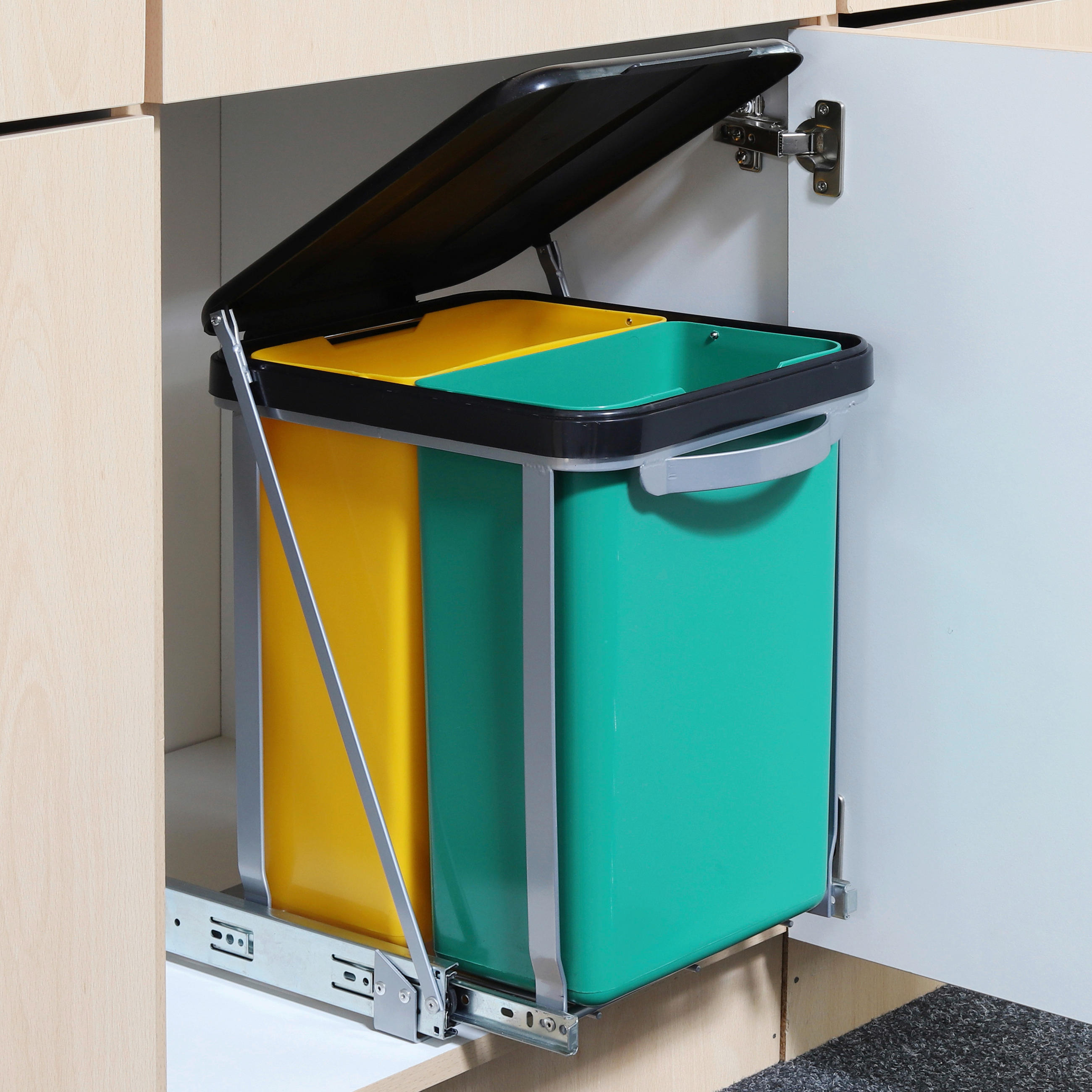 Thumbnail - Teleskop Mülleimer gelb B/H/T: ca. 26x40x60 cm