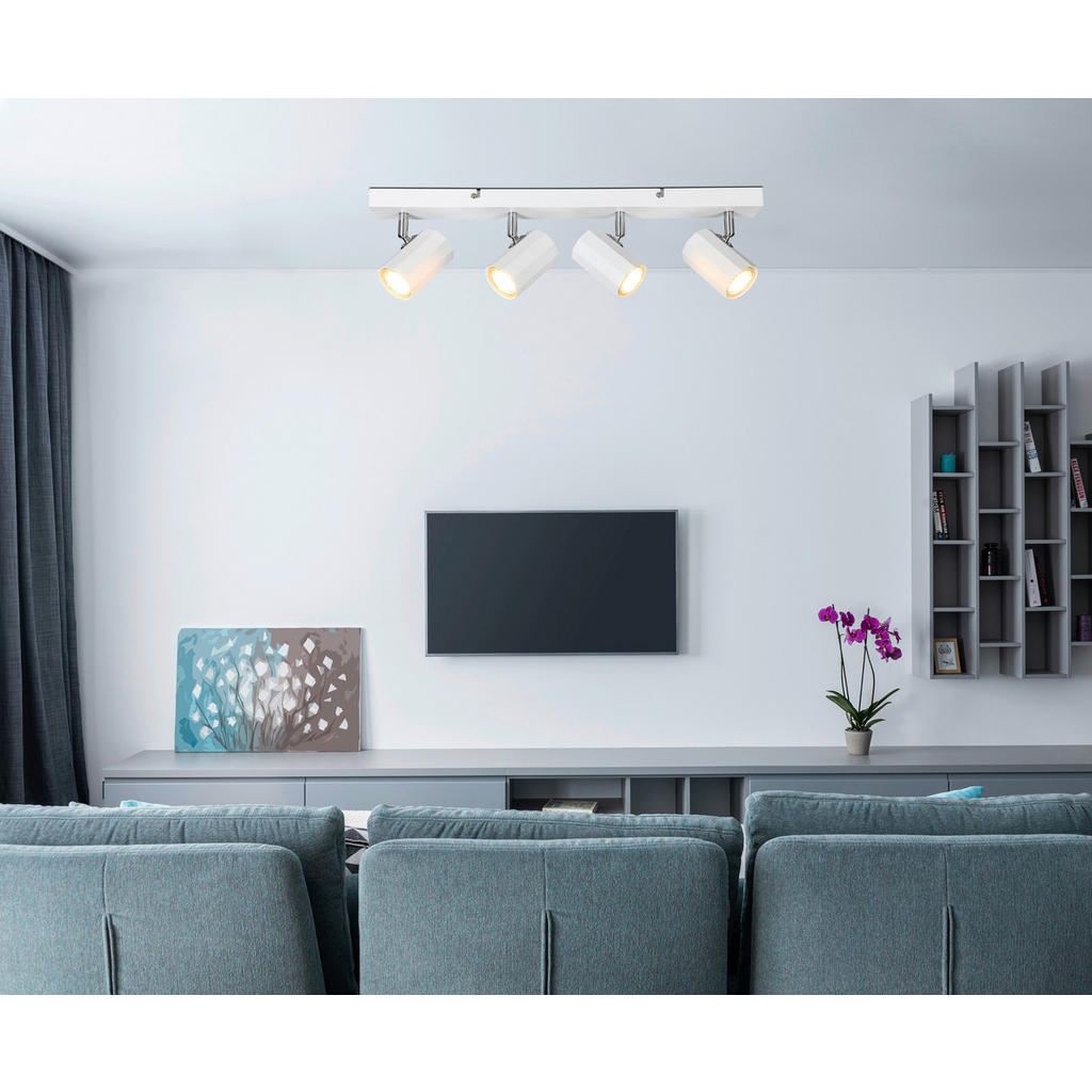 Thumbnail - GLOBO Spot JAMES 57918-4W weiß Metall B/H/L: ca. 53x14,5x6 cm GU10 4 Brennstellen