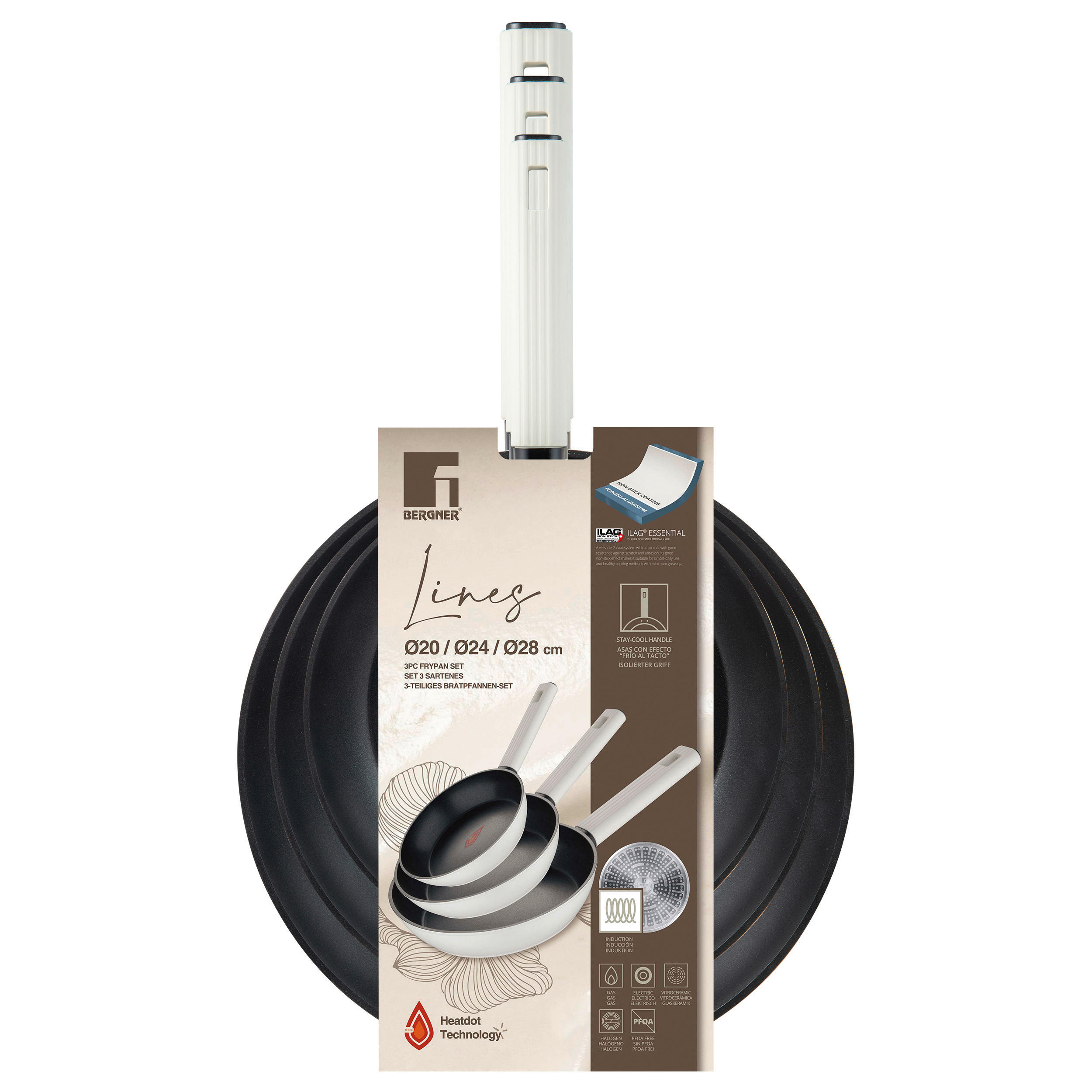 Thumbnail - BERGNER Pfannenset LINES schwarz Aluminium 3 tlg.