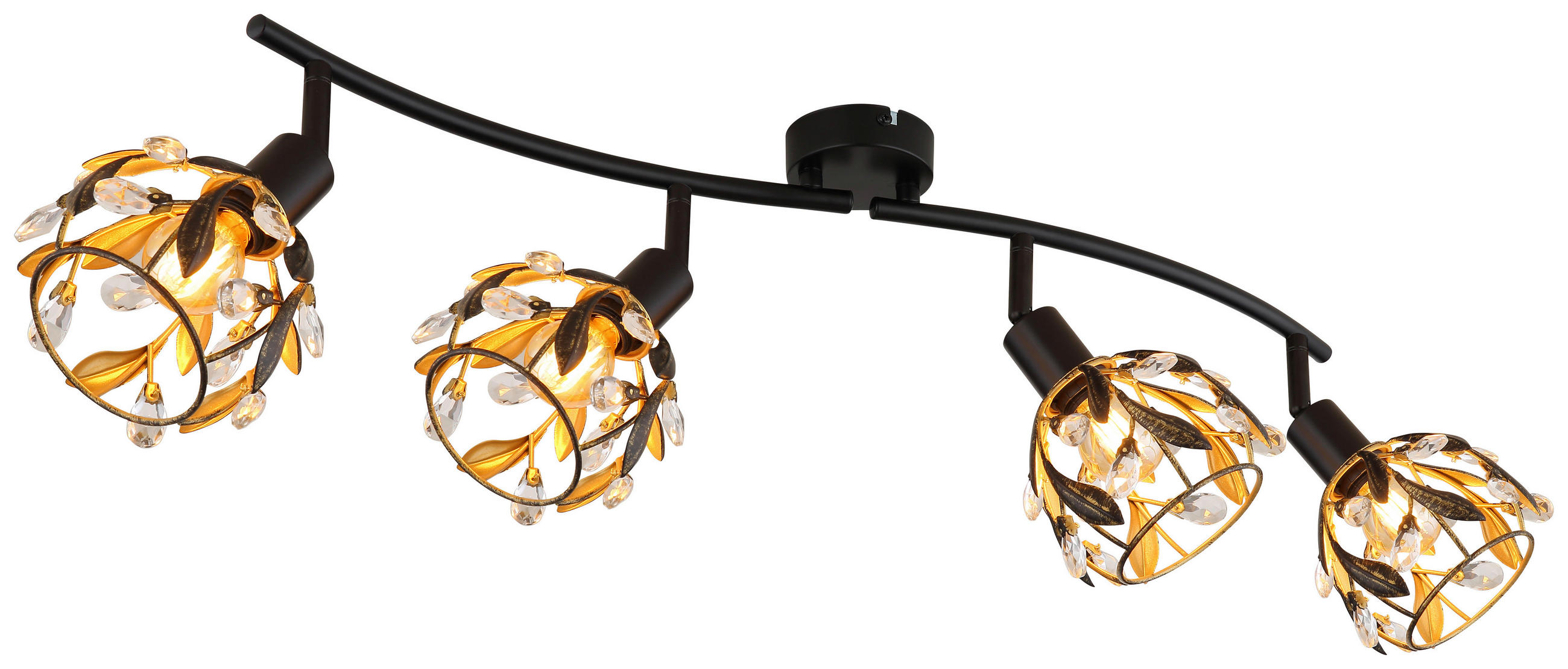 GLOBO Spot MIKA 15759-4 gold schwarz Metall B/H/L: ca. 12x15,5x70 cm E14 4 Brennstellen