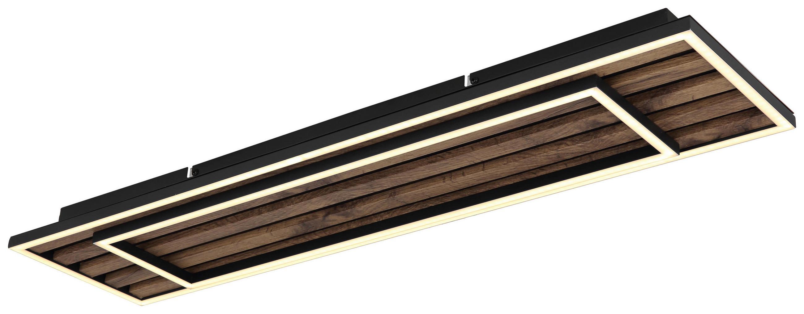 GLOBO LED-Deckenleuchte WOODY 67345D2 schwarz Kunststoff MDF Metall B/H/L: ca. 20x6x80 cm 1 Brennstellen