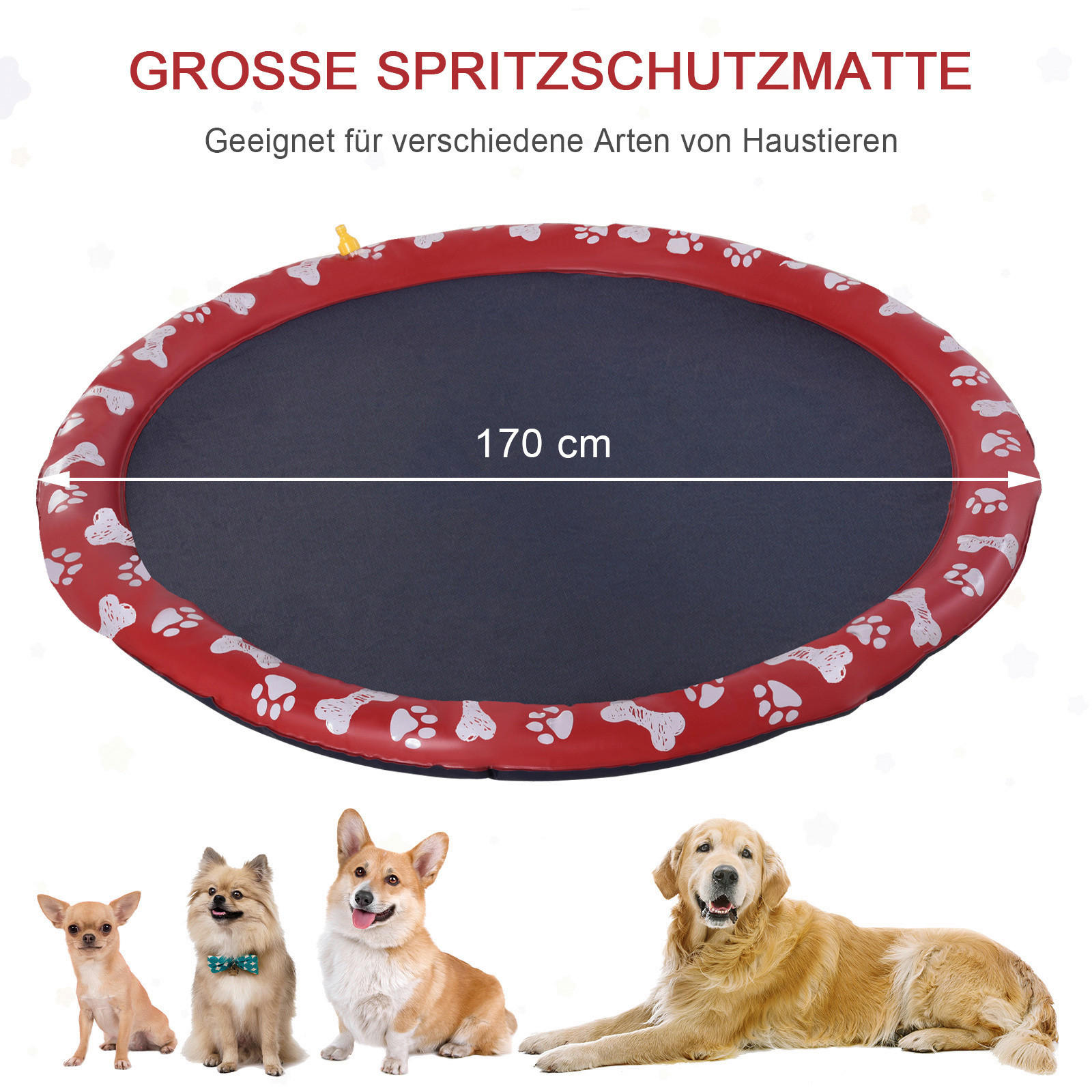 Thumbnail - PawHut Hunde-Planschbecken rot Kunststoff B/H/L: ca. 170x1x170 cm