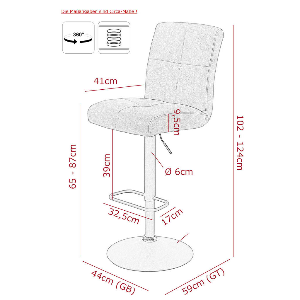 Thumbnail - Barhocker Leni I, 2er-Set creme Microfaser B/H/T: ca. 44x124x57 cm
