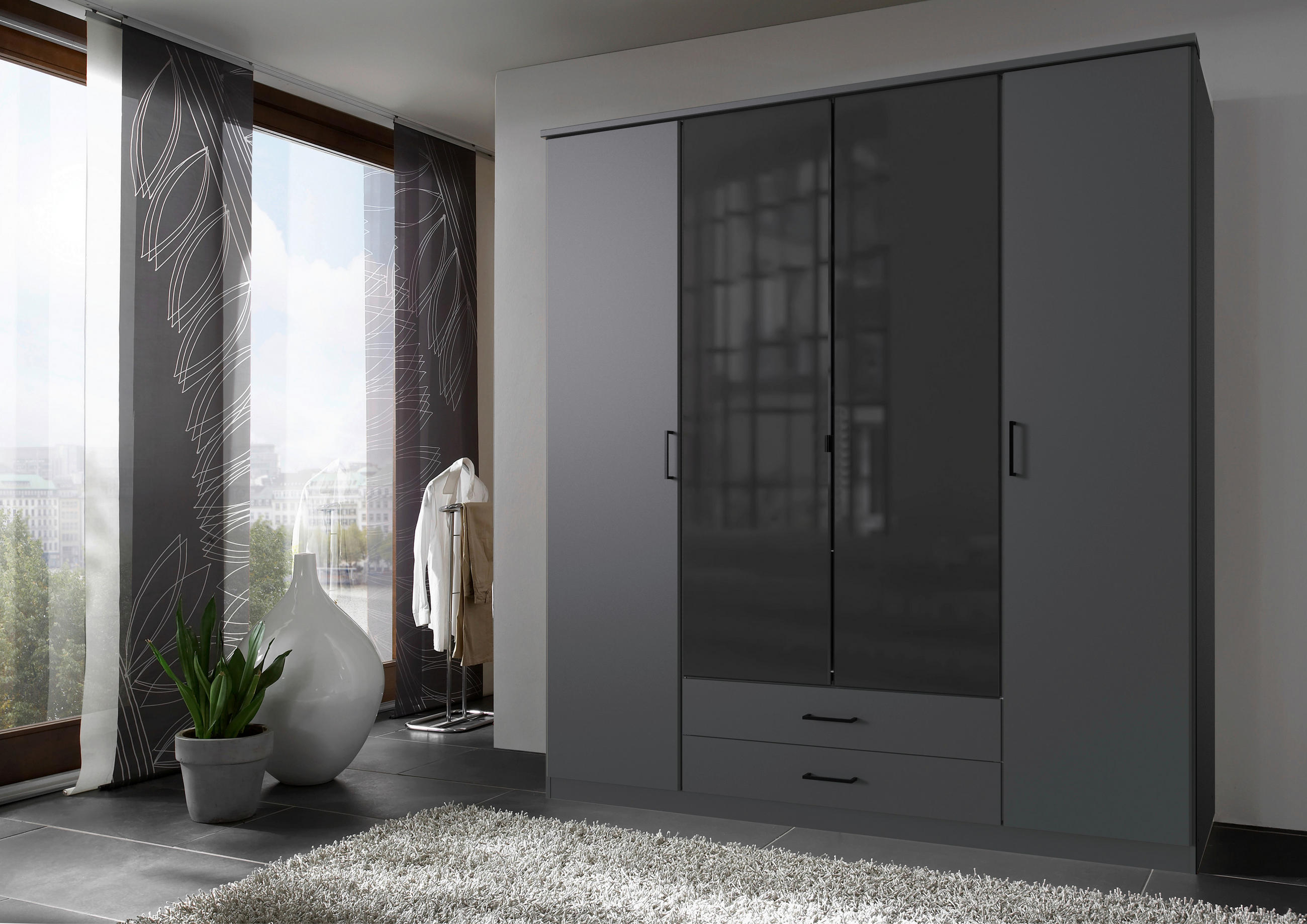 Thumbnail - Kleiderschrank Soest Graphit schwarz B/H/T: ca. 180x199x58 cm