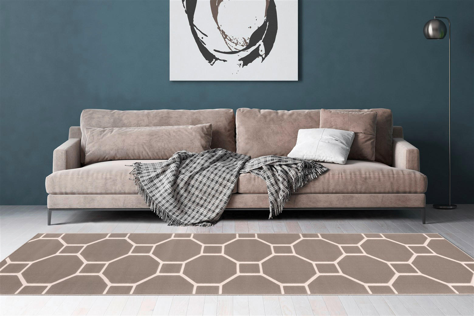 Thumbnail - Kayoom Kurzflorteppich Lina 125 taupe B/L: ca. 80x300 cm