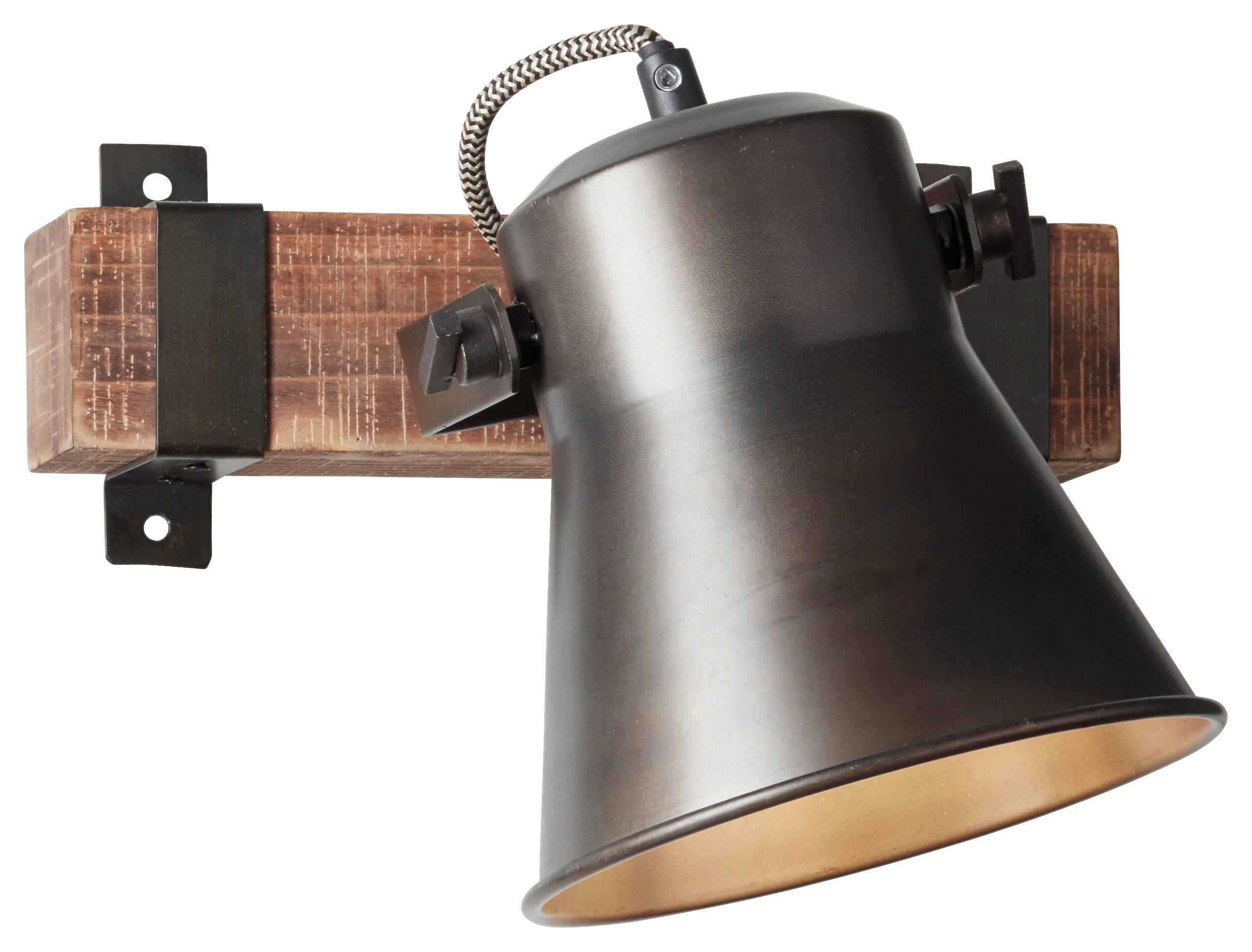 Brilliant Spot Plow schwarz braun Metall Holz B/H/T: ca. 17x24x25 cm E27 1 Brennstellen