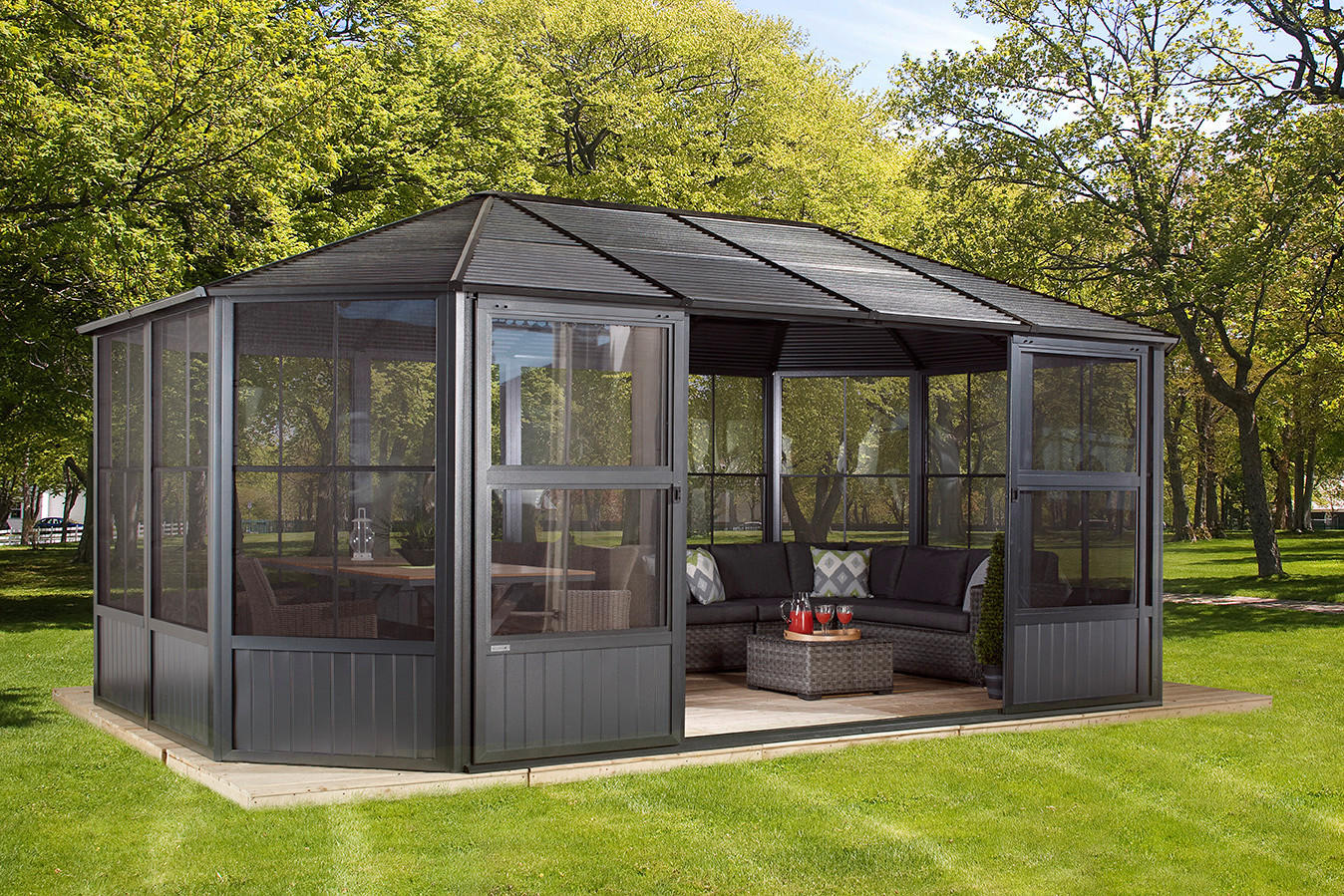Sojag Kaltwintergarten Charleston anthrazit Aluminium B/H/T: ca. 594x281x384 cm