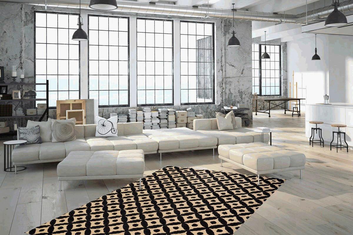 Thumbnail - Kayoom Kurzflorteppich Scandy 210 schwarz B/L: ca. 200x290 cm