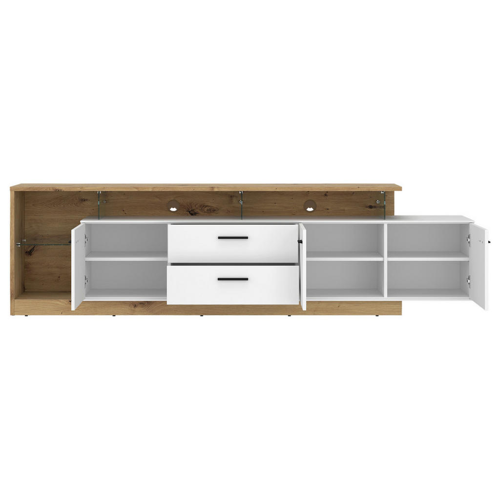 Thumbnail - TV-Lowboard Covelo Eiche Artisan Oak Nachbildung weiß B/H/T: ca. 236x66x40 cm