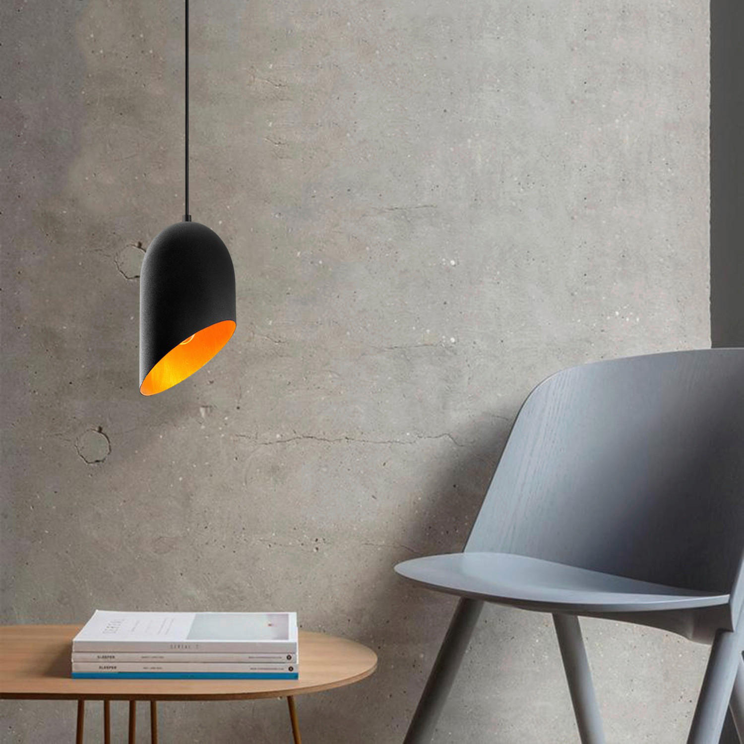 Thumbnail - Opviq Pendelleuchte Kesik gold schwarz B/H/T/L/D: ca. 12x121x12x12x12 cm E27 1 Brennstellen