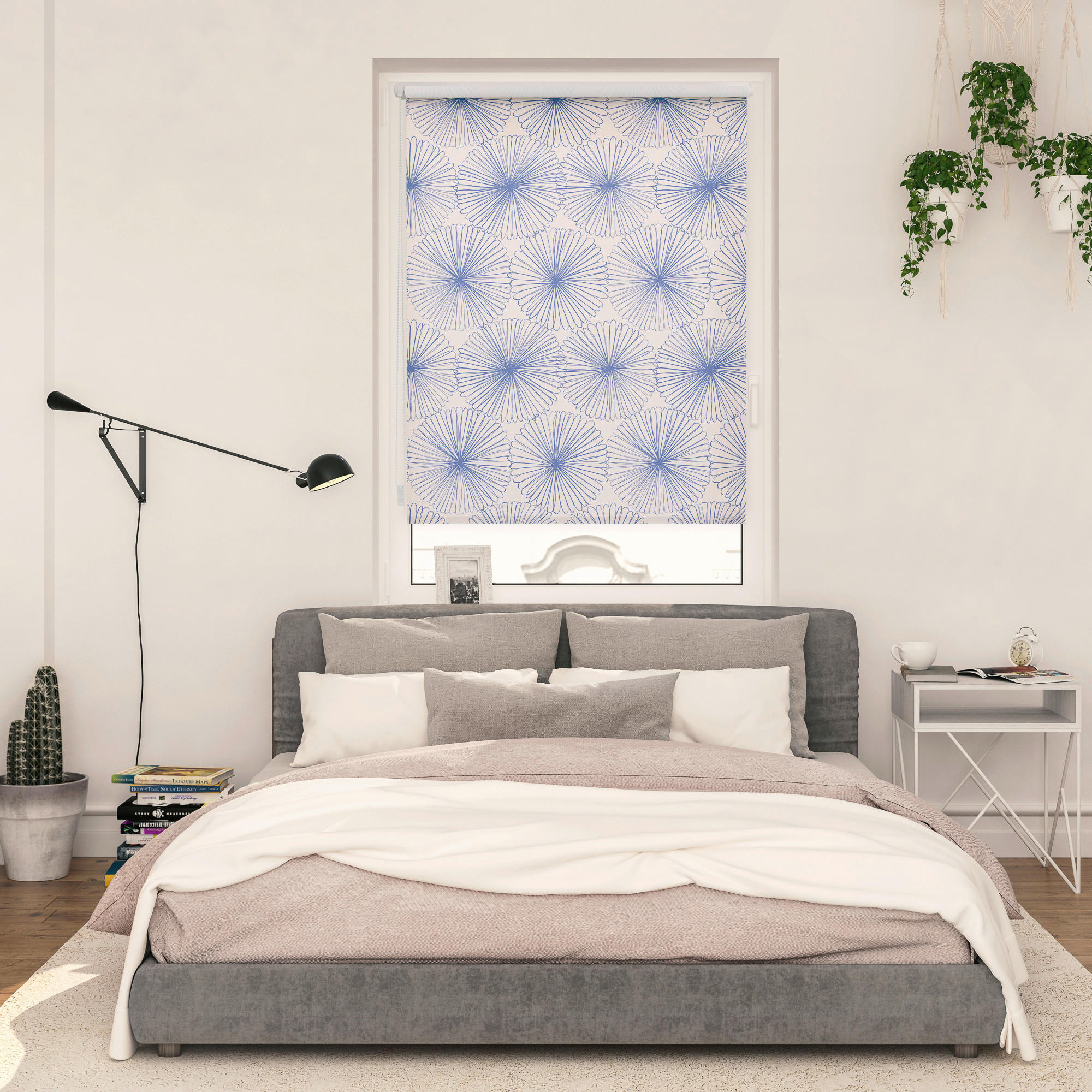 LICHTBLICK Verdunkelungsrollo Flower Wheel blau B/L: ca. 100x150 cm