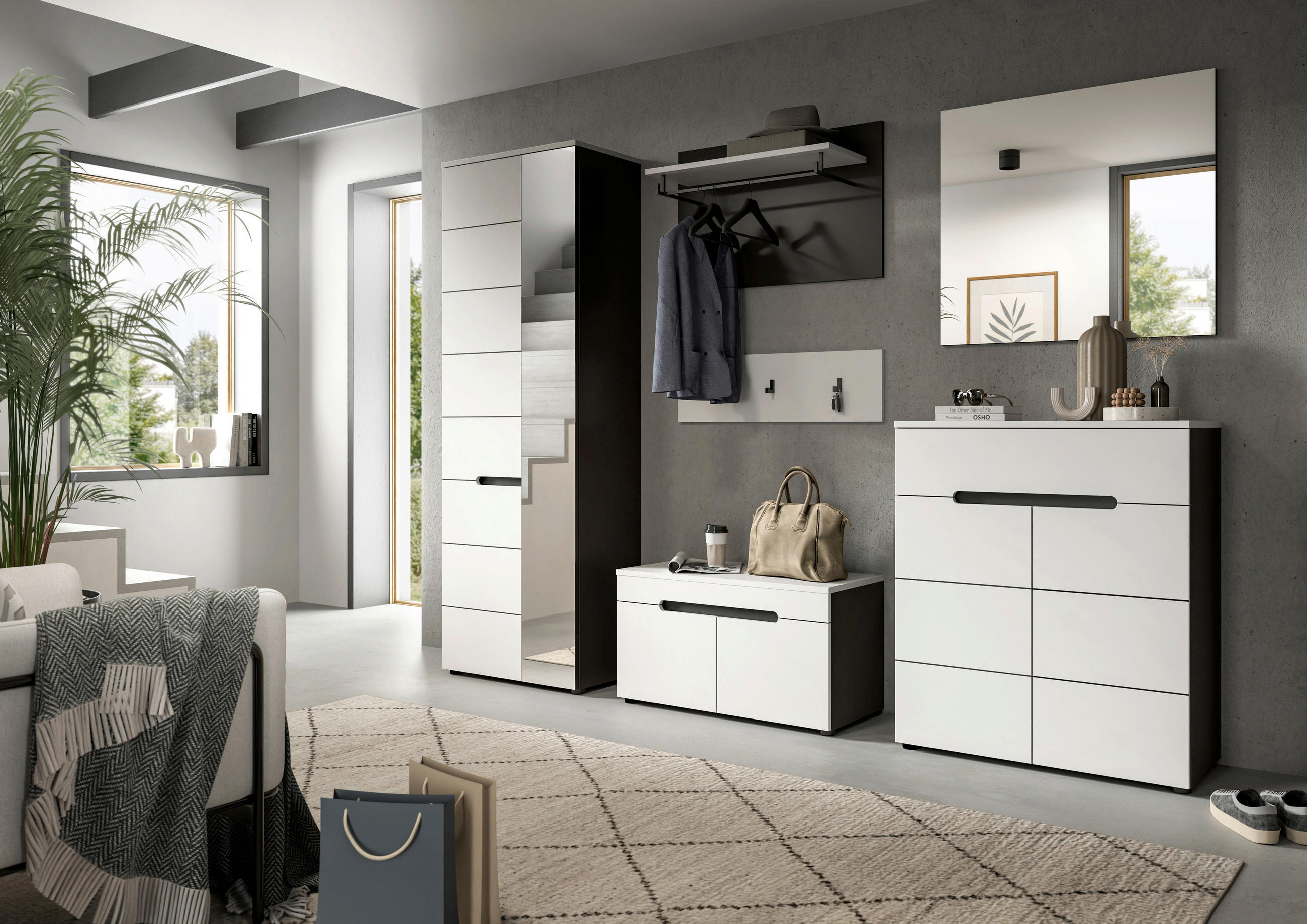 Thumbnail - Sitzbank Canu basaltgrau Nachbildung weiß B/H/T: ca. 80x45x37 cm