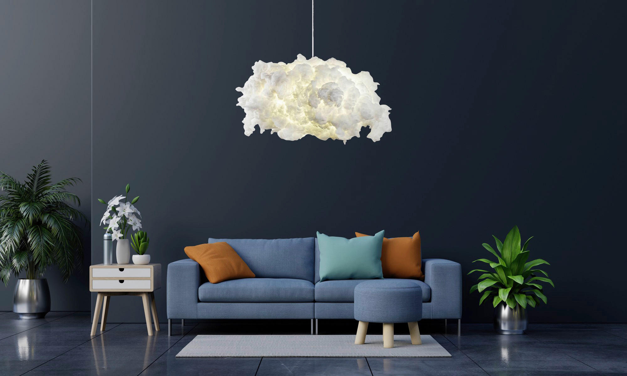 Thumbnail - Opviq Pendelleuchte Serenity weiß B/H/T/L: ca. 60x80x45x60 cm E27 1 Brennstellen