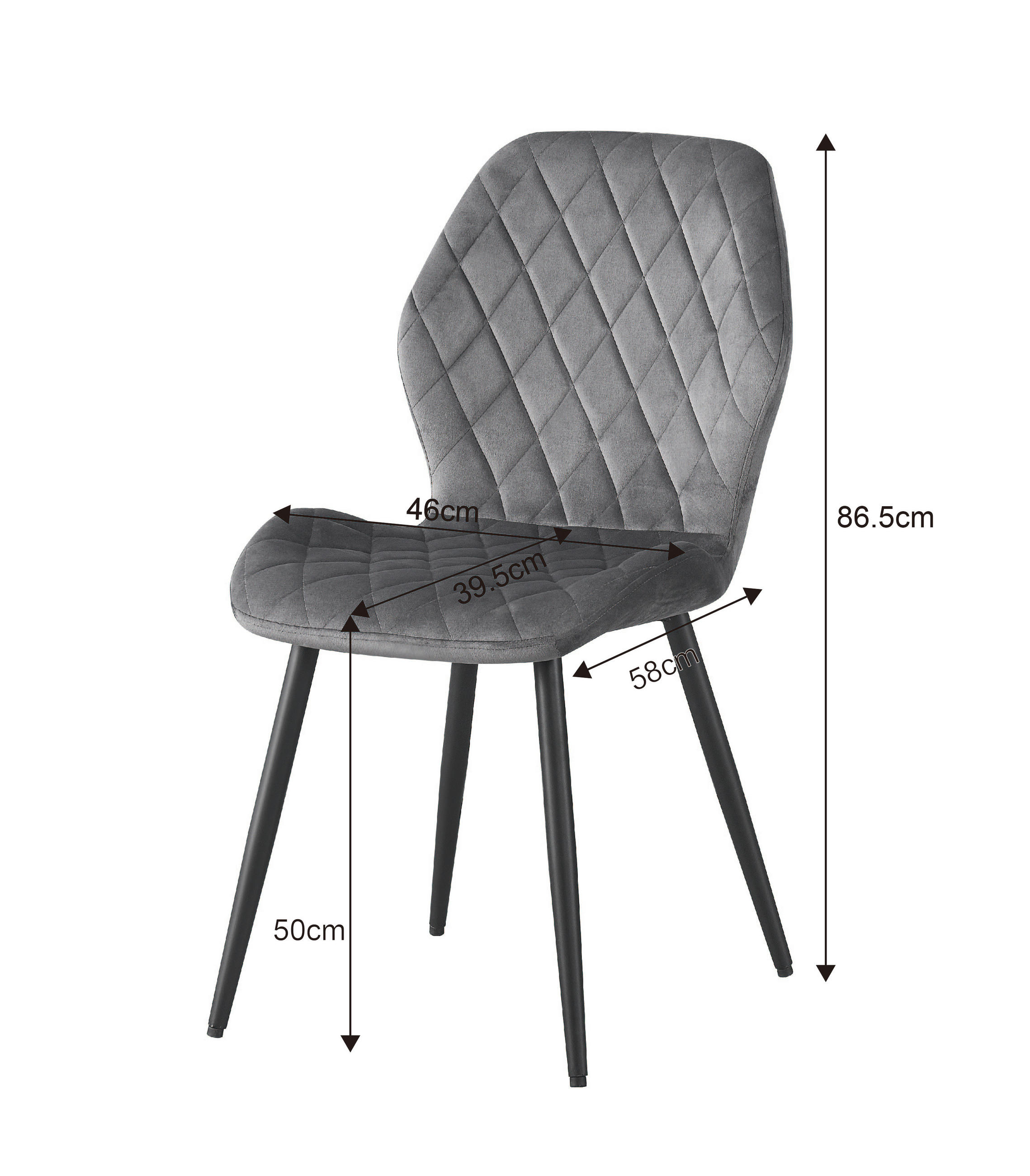 Thumbnail - Stuhl Helena grau Samtoptik B/H/T: ca. 46x86,5x58 cm