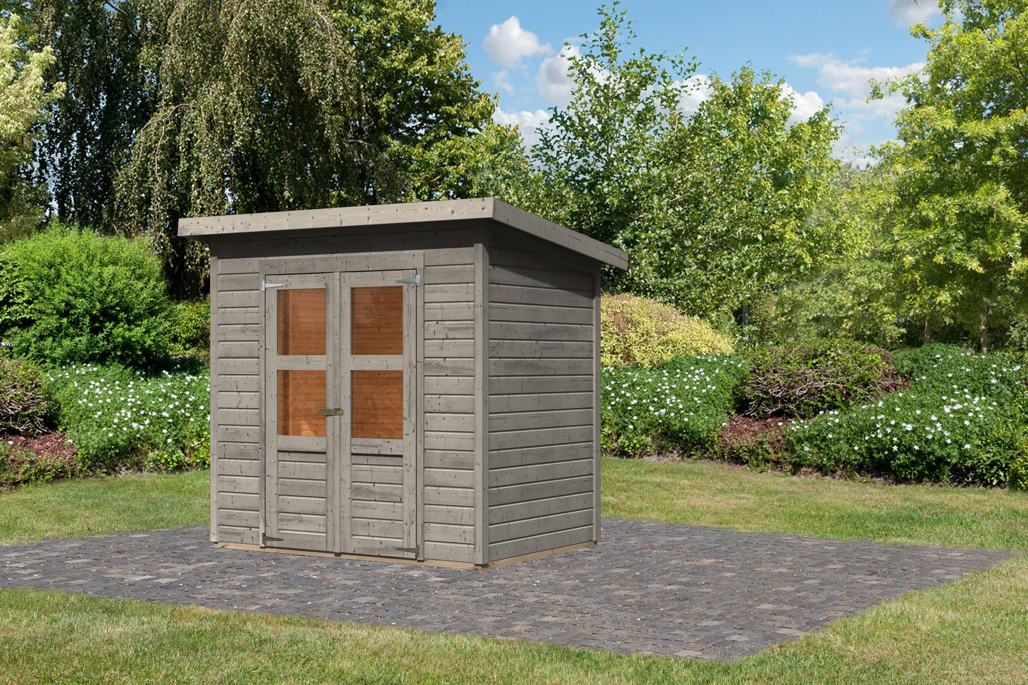 Karibu Gartenhaus Tony 0,5 grau B/H/T: ca. 212x219x154 cm